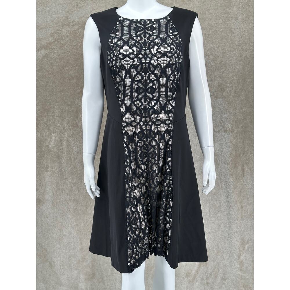 Connected Apparel Black Lace-Front A-Line Dress